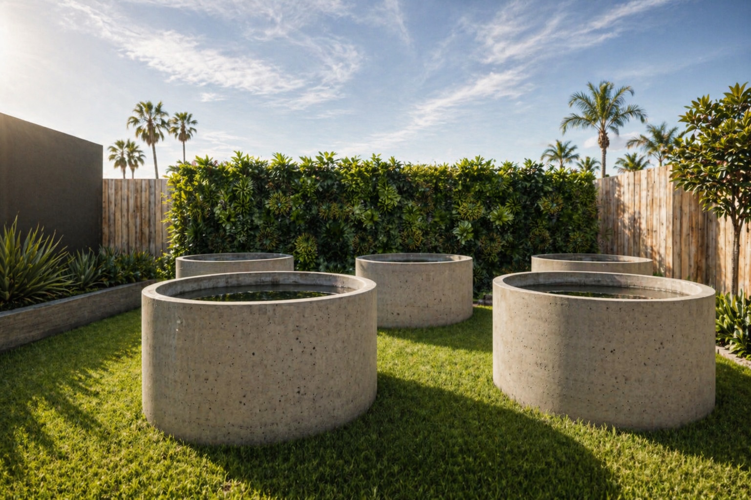 Concrete cold plunge tubs at Scandinavian Heat Club San Diego